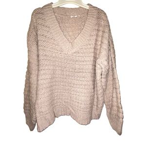 Kye Mi - loose knit v-neck sweater - Tan size medium